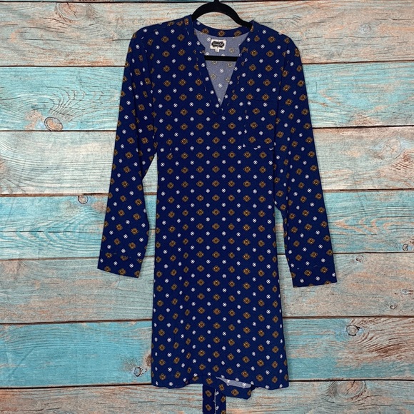 Mudpie Navy Patterned Shirt Dress Size Large - Picture 2 of 8